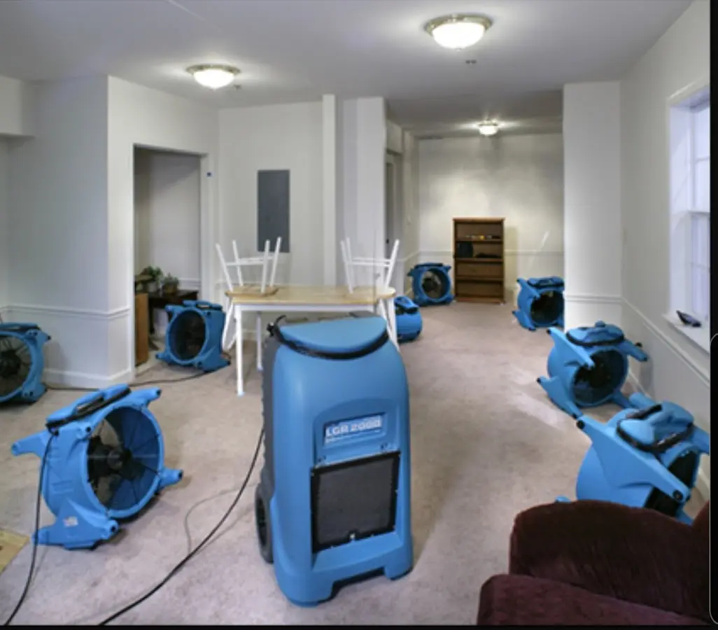 Air movers and dehumidifier setup for Water Extraction & Removal in Prunedale